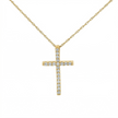 14k Gold Diamond Channel-Set Cross Necklace