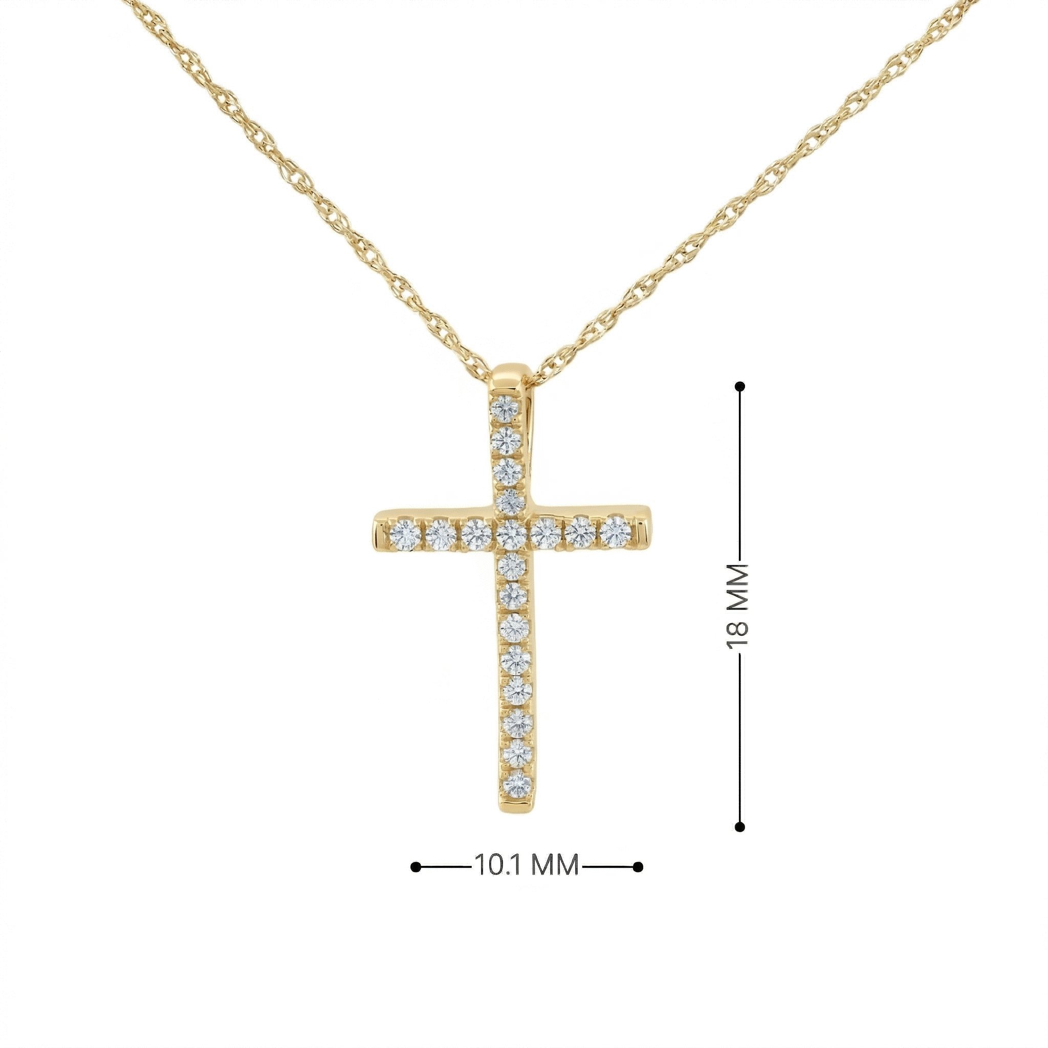14k Gold Diamond Channel-Set Cross Necklace