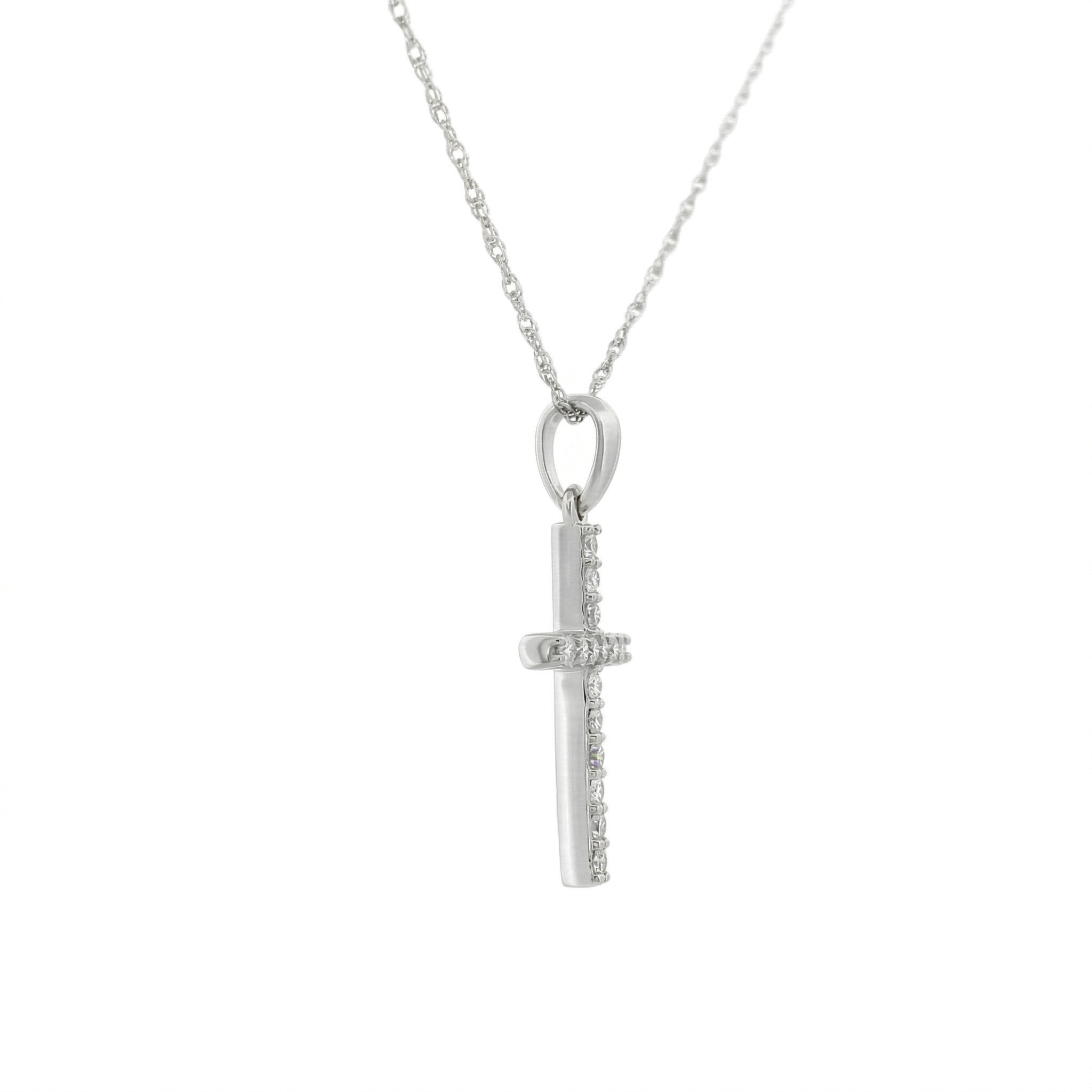 14k Gold Diamond Cross Necklace