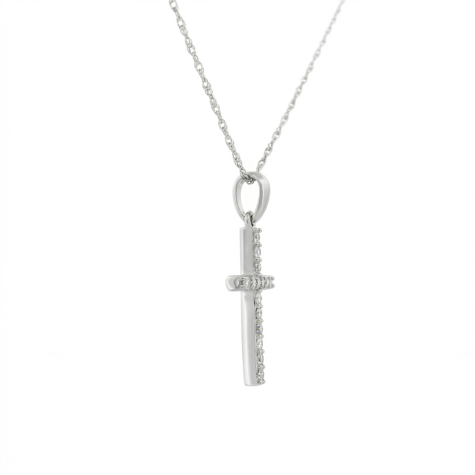14k Gold Diamond Cross Necklace