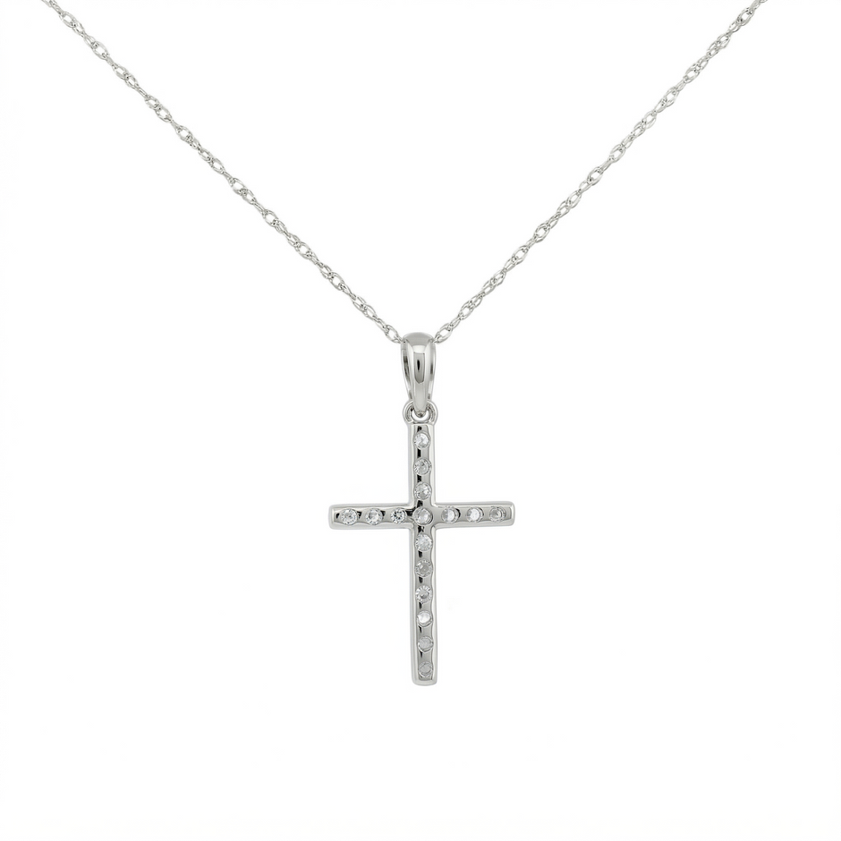 14k Gold Diamond Cross Necklace
