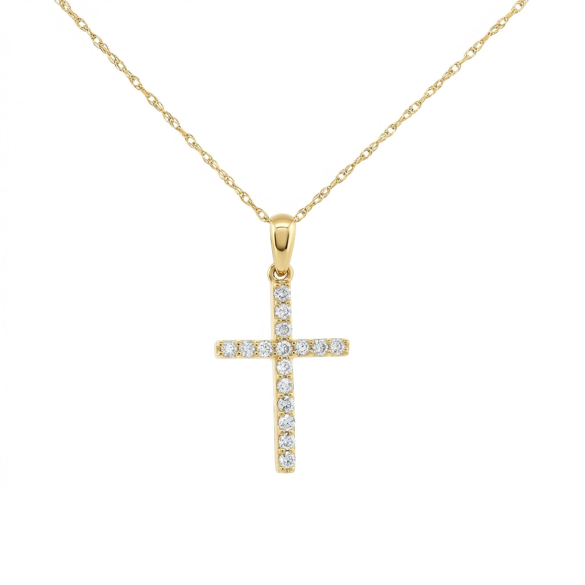 14k Gold Diamond Cross Necklace