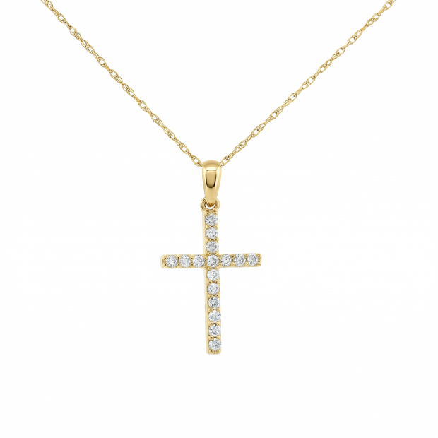 14k Gold Diamond Cross Necklace