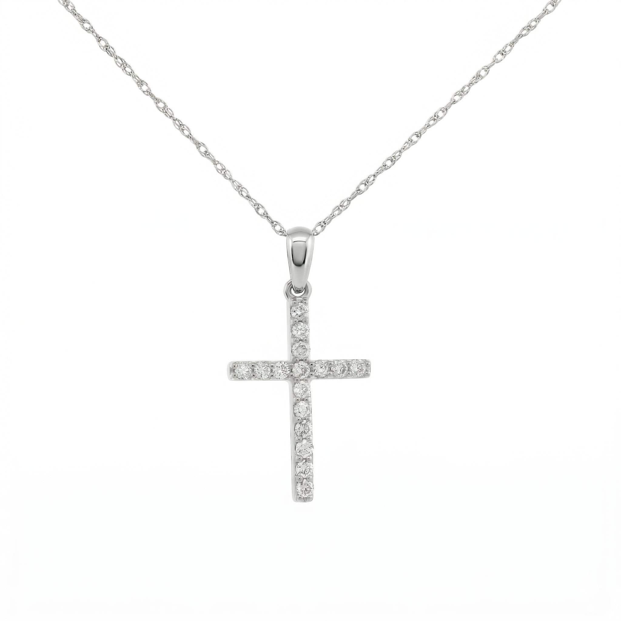 14k Gold Diamond Cross Necklace