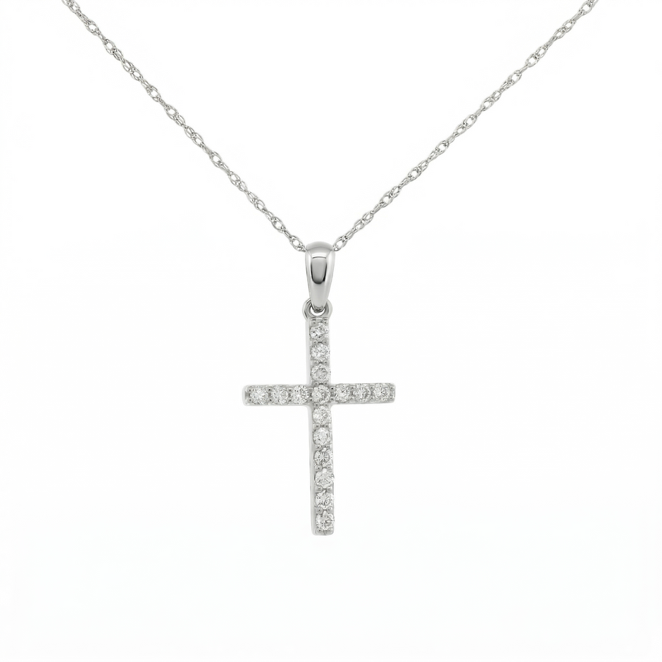 14k Gold Diamond Cross Necklace
