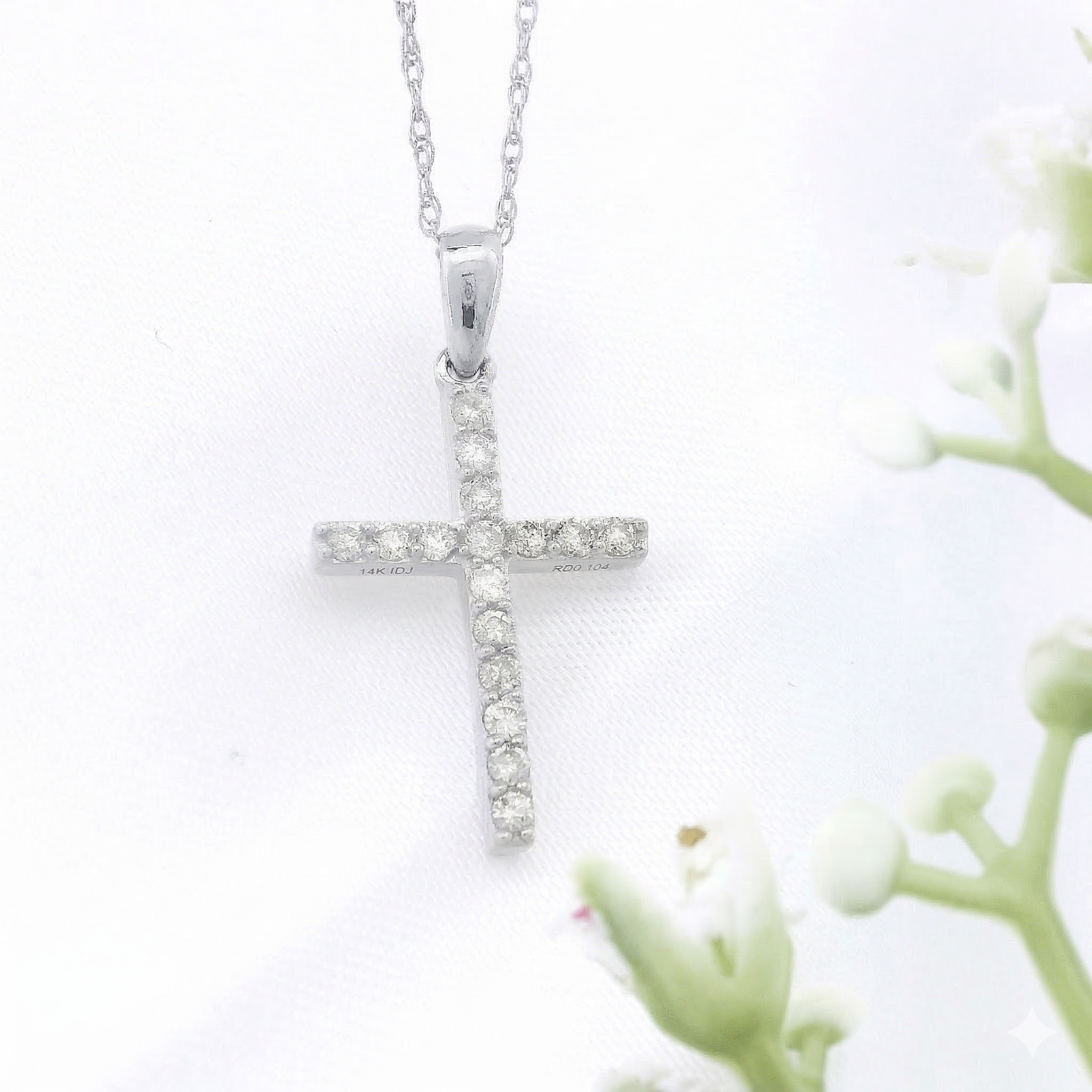 14k Gold Diamond Cross Necklace