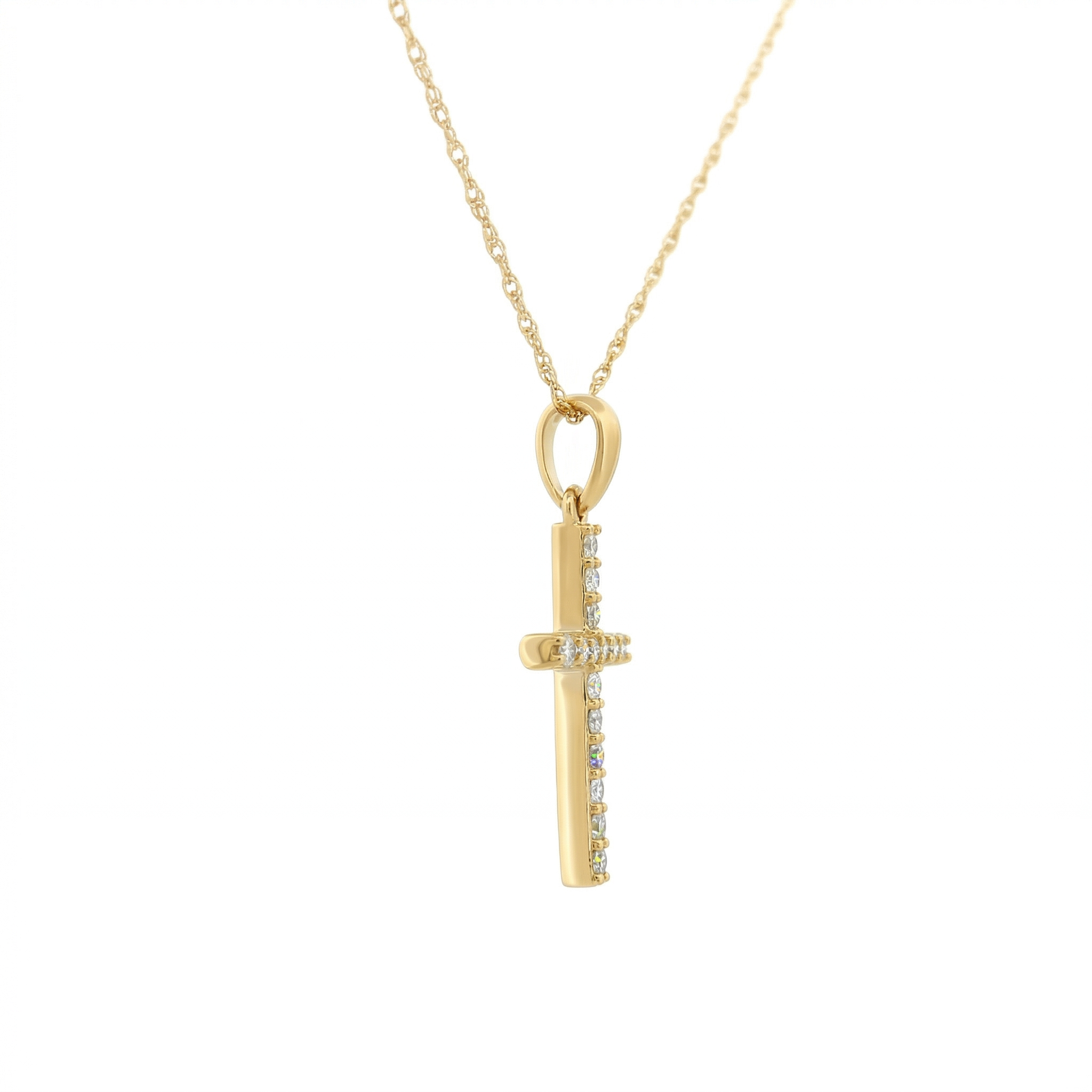 14k Gold Diamond Cross Necklace
