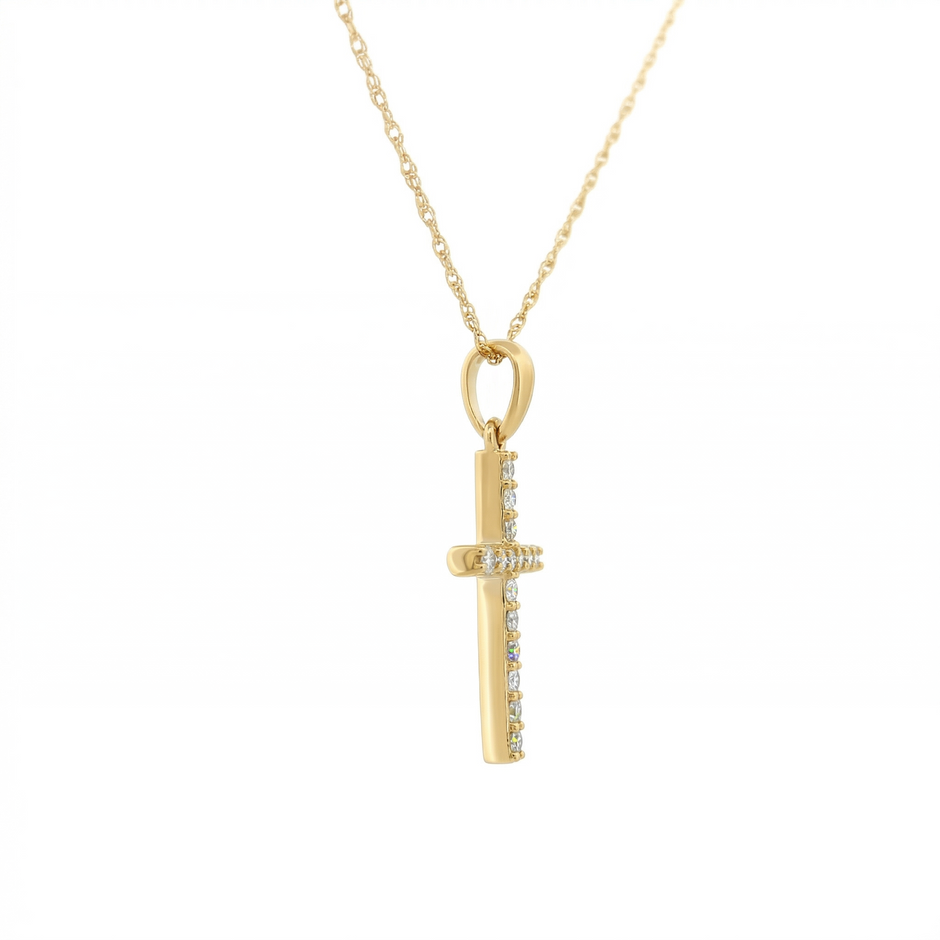 14k Gold Diamond Cross Necklace
