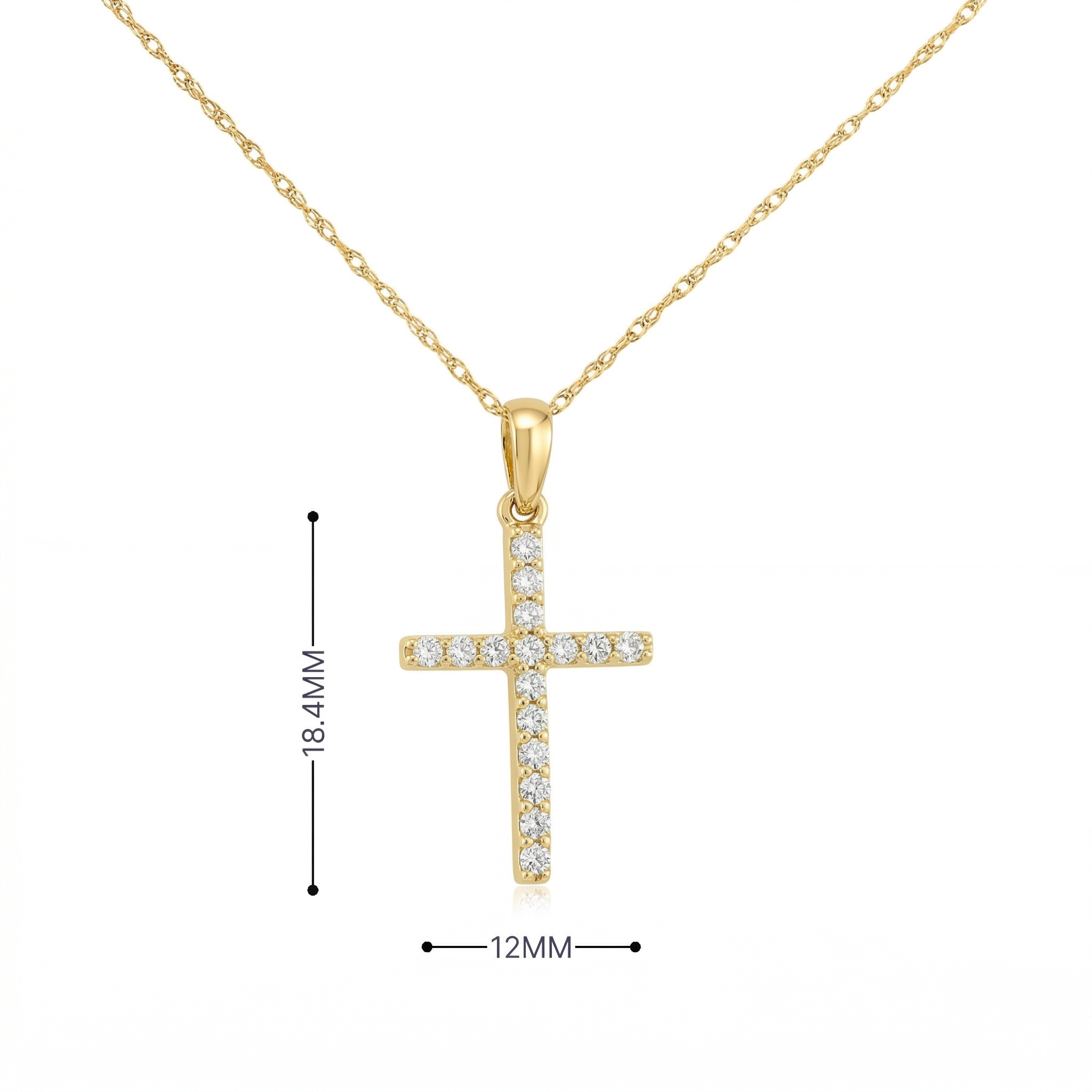 14k Gold Diamond Cross Necklace