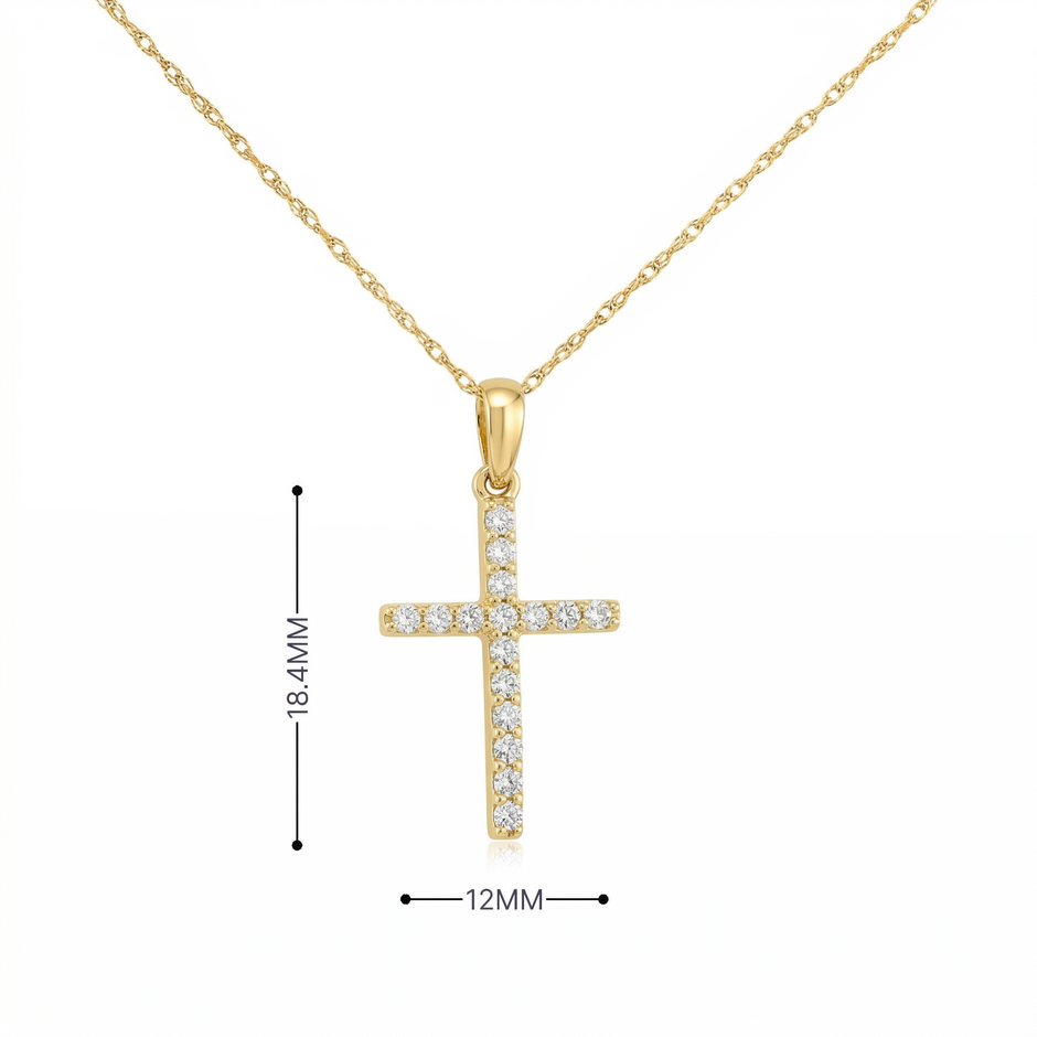 14k Gold Diamond Cross Necklace