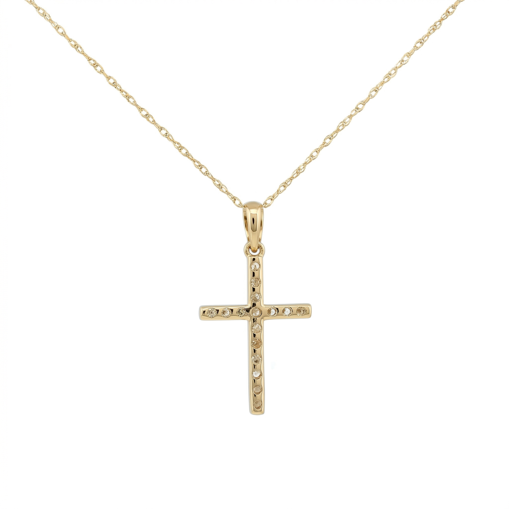 14k Gold Diamond Cross Necklace