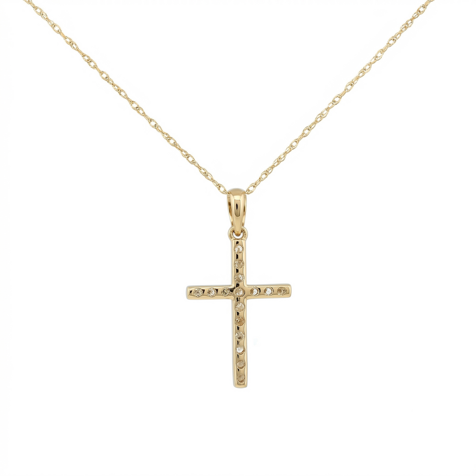 14k Gold Diamond Cross Necklace