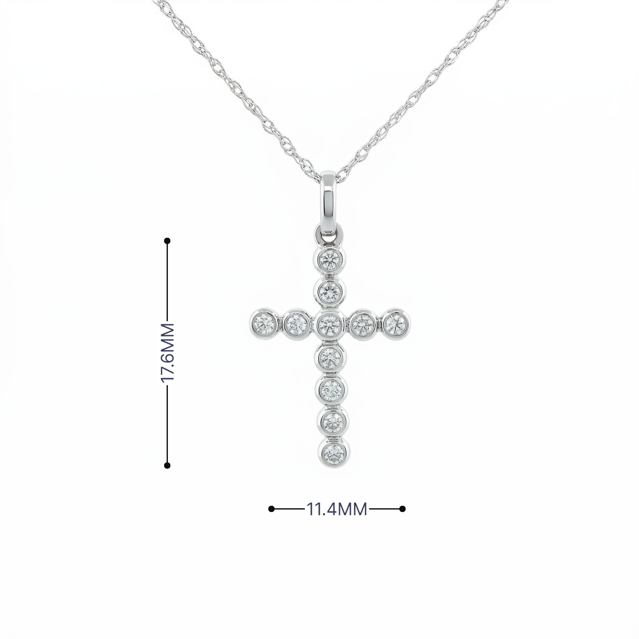 14k Gold Diamond Bubble Cross Necklace
