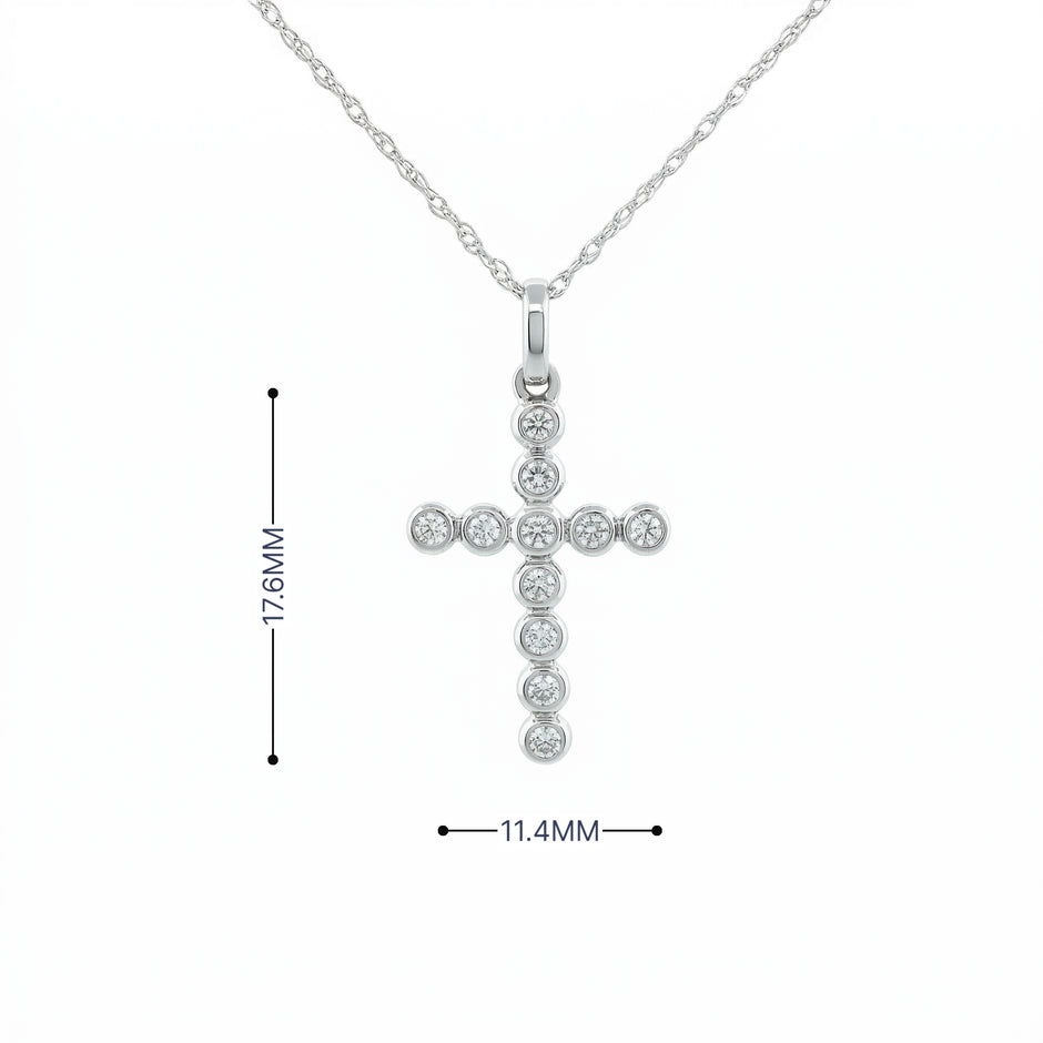 14k Gold Diamond Bubble Cross Necklace