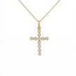 14k Gold Diamond Bubble Cross Necklace
