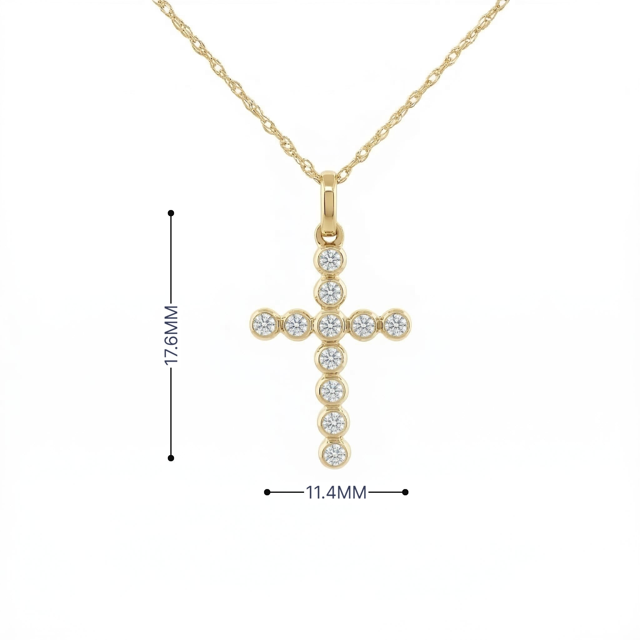 14k Gold Diamond Bubble Cross Necklace