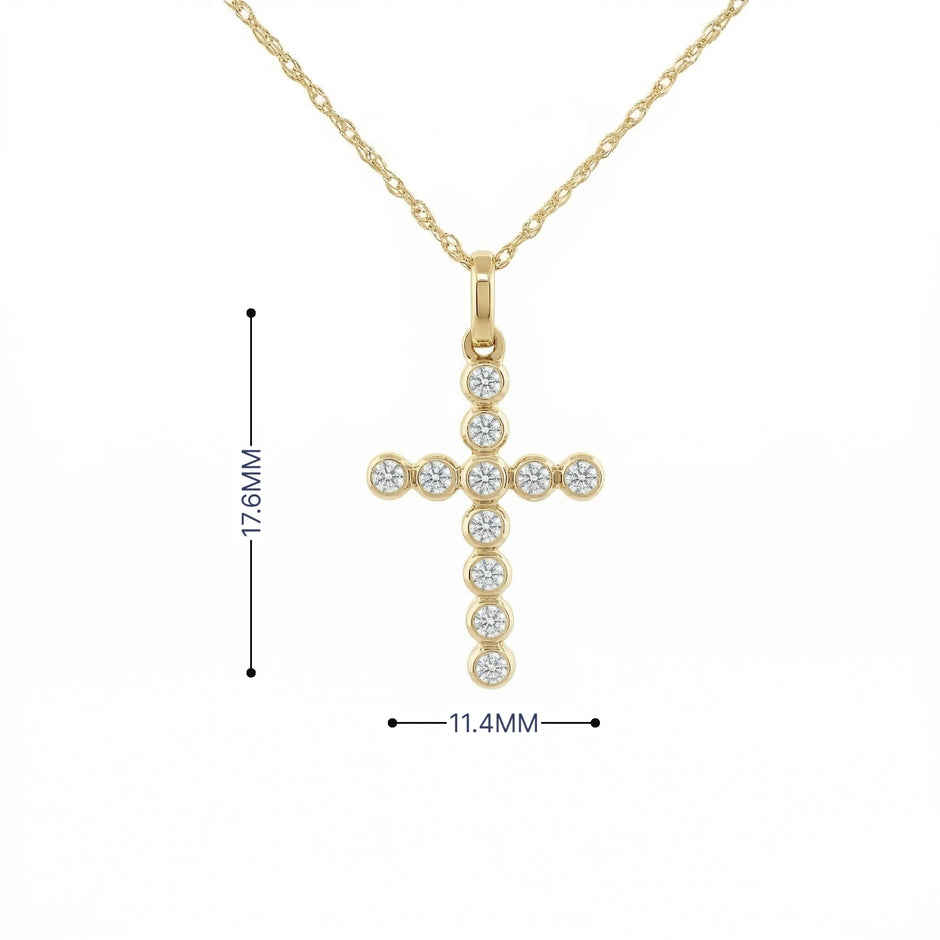 14k Gold Diamond Bubble Cross Necklace