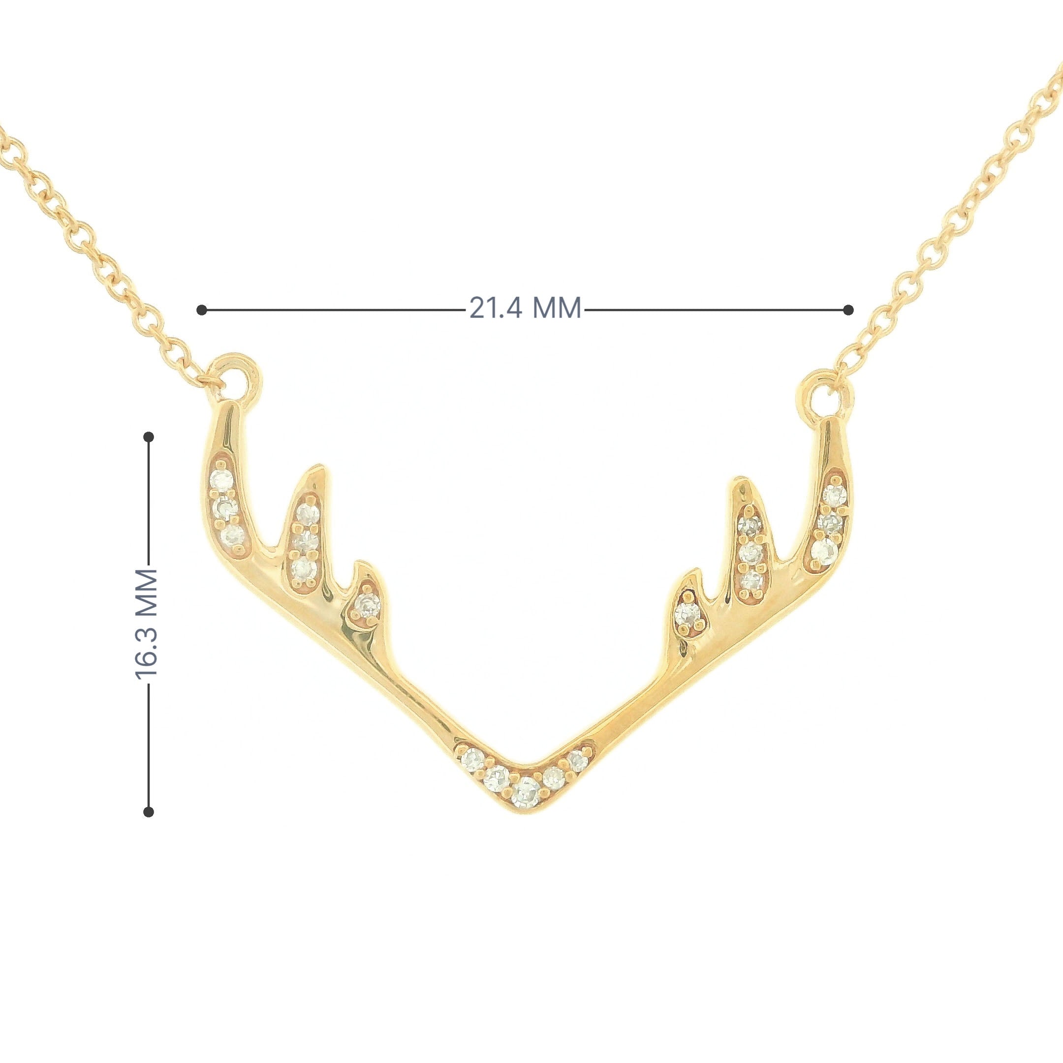 14k Gold Diamond Antler Necklace