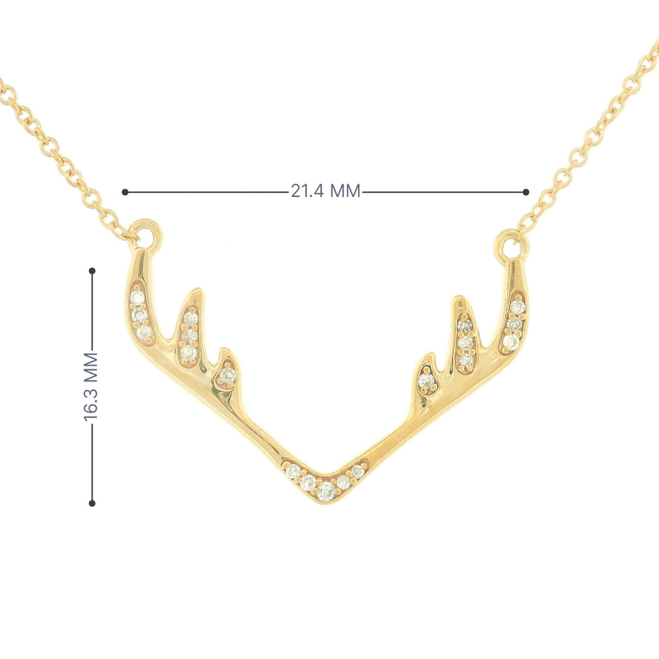 14k Gold Deer Antler Pendant
