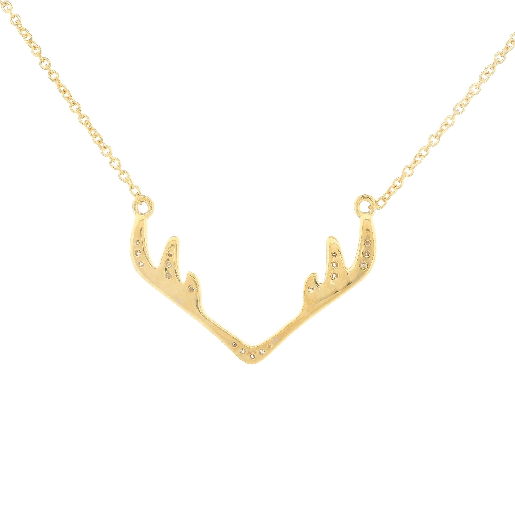 14k Gold Deer Antler Pendant