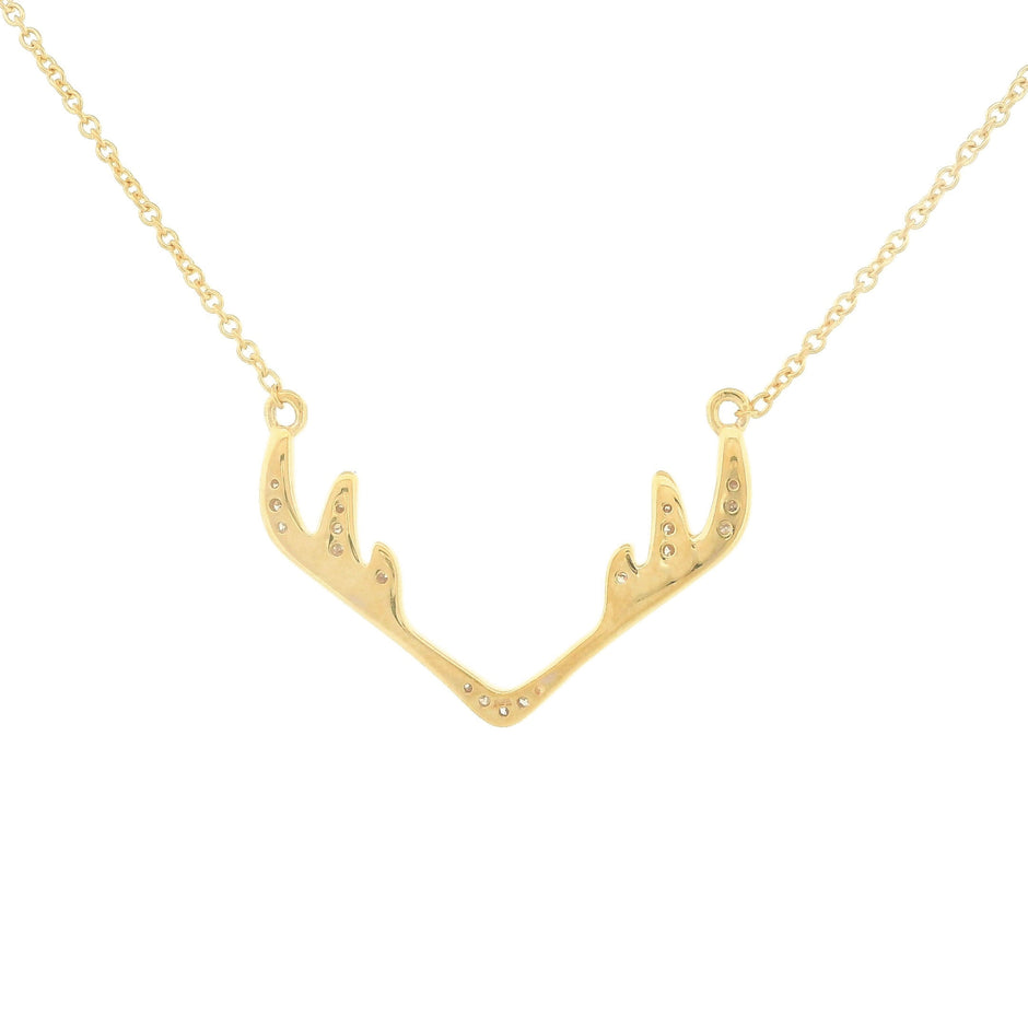 14k Gold Deer Antler Pendant