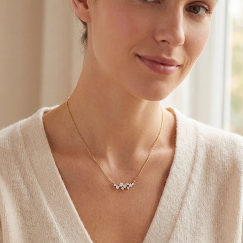14k Gold Diamond Cluster Charm Necklace