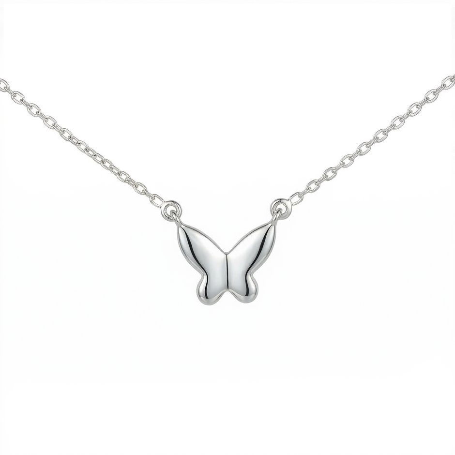 Diamond Pave Butterfly Necklace in 14K Yellow Gold | Real Diamond Pendant Necklace | Dainty Gold Butterfly Charm Necklace