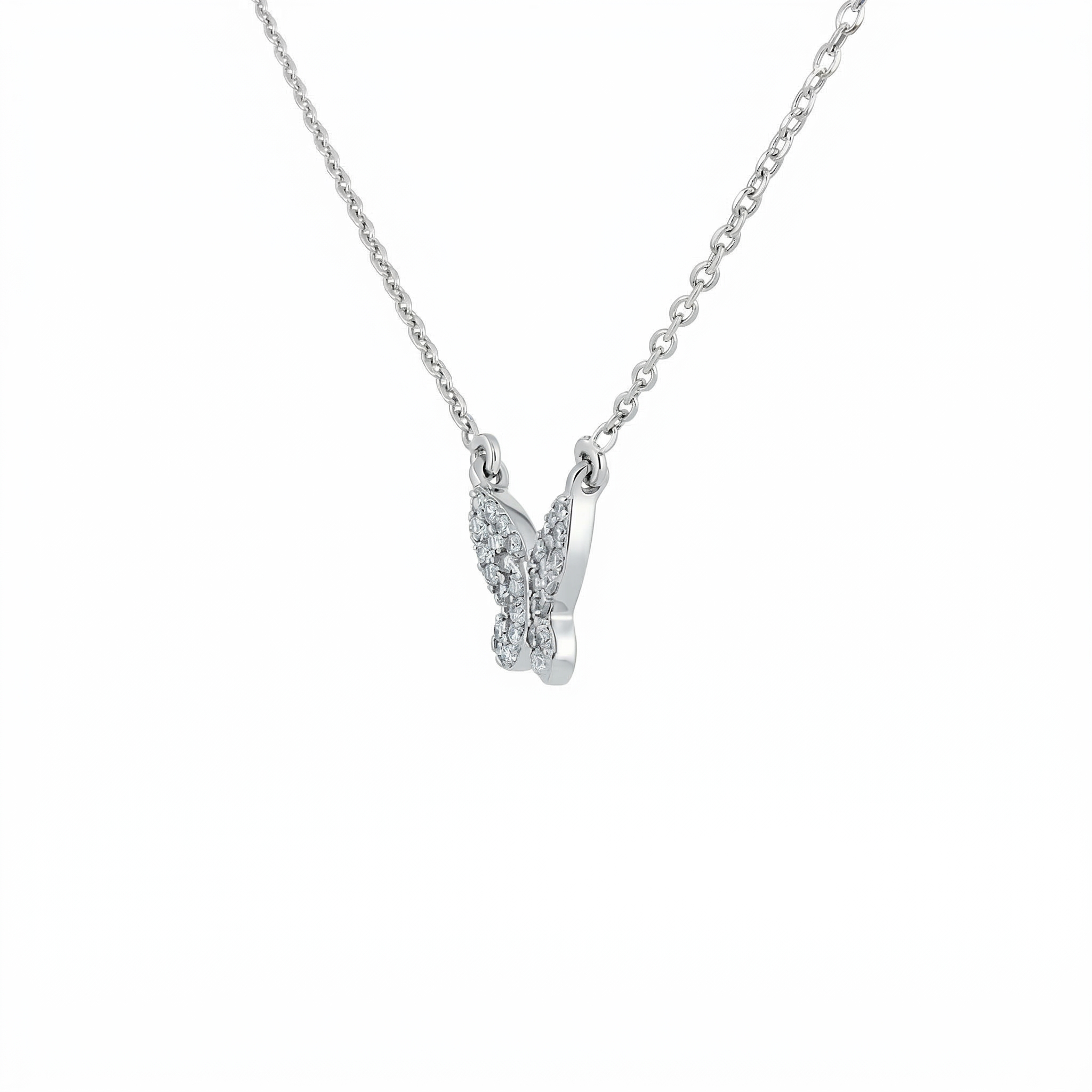 Diamond Pave Butterfly Necklace in 14K Yellow Gold | Real Diamond Pendant Necklace | Dainty Gold Butterfly Charm Necklace