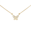 Diamond Pave Butterfly Necklace in 14K Yellow Gold | Real Diamond Pendant Necklace | Dainty Gold Butterfly Charm Necklace