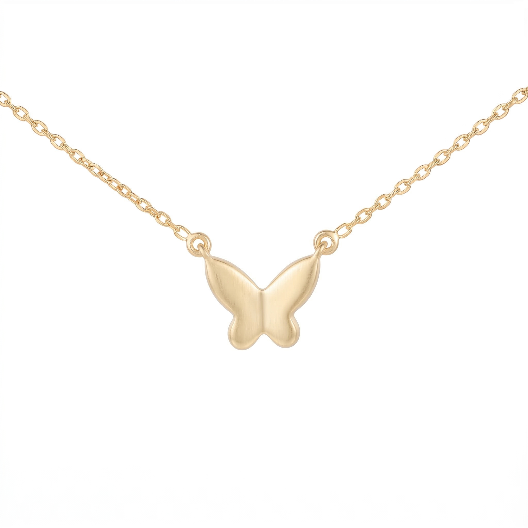 Diamond Pave Butterfly Necklace in 14K Yellow Gold | Real Diamond Pendant Necklace | Dainty Gold Butterfly Charm Necklace