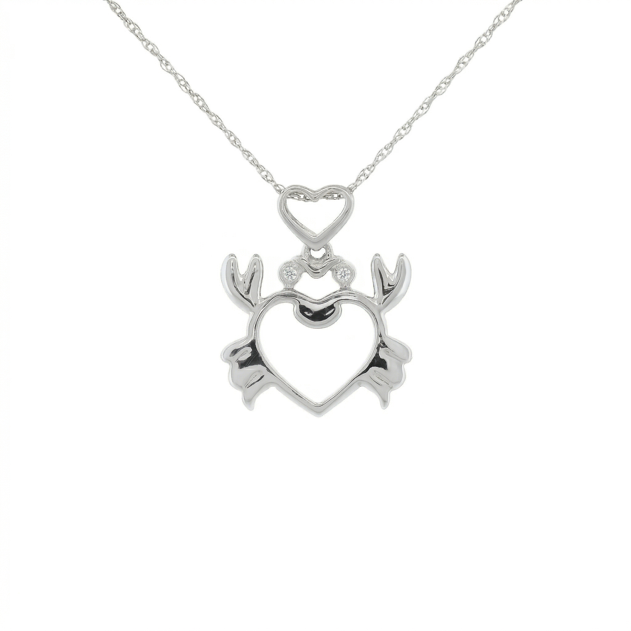 14k Gold Diamond Crab Heart Necklace