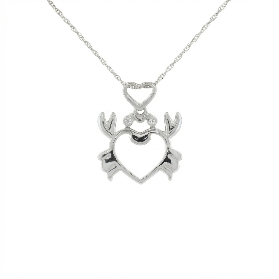 14k Gold Diamond Crab Heart Necklace