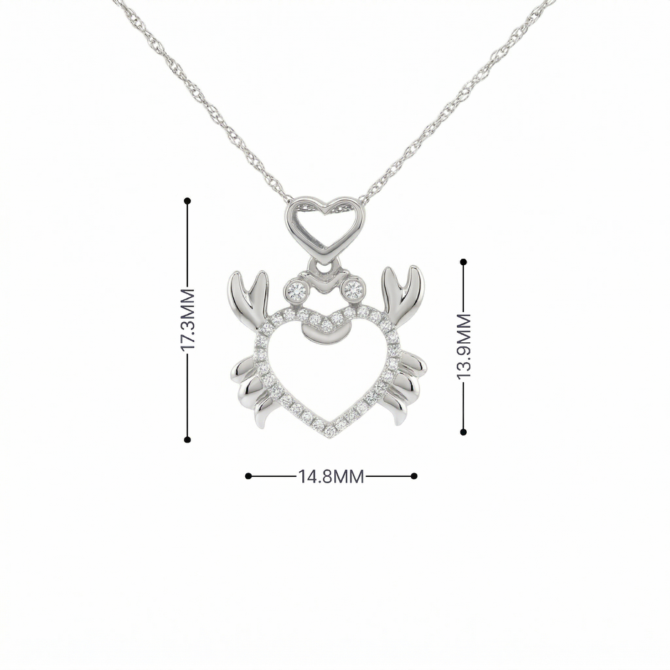 14k Gold Diamond Crab Heart Necklace
