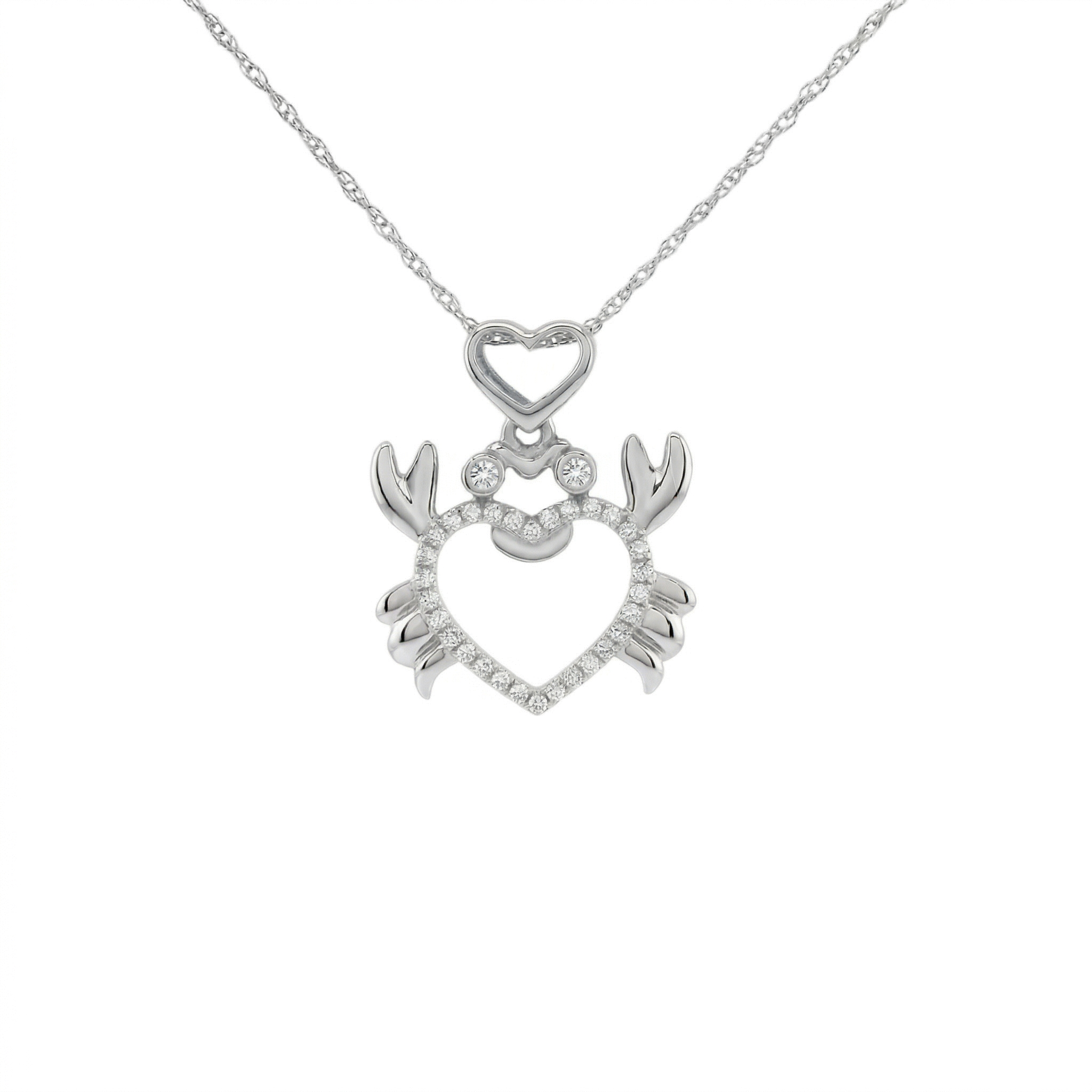 14k Gold Diamond Crab Heart Necklace