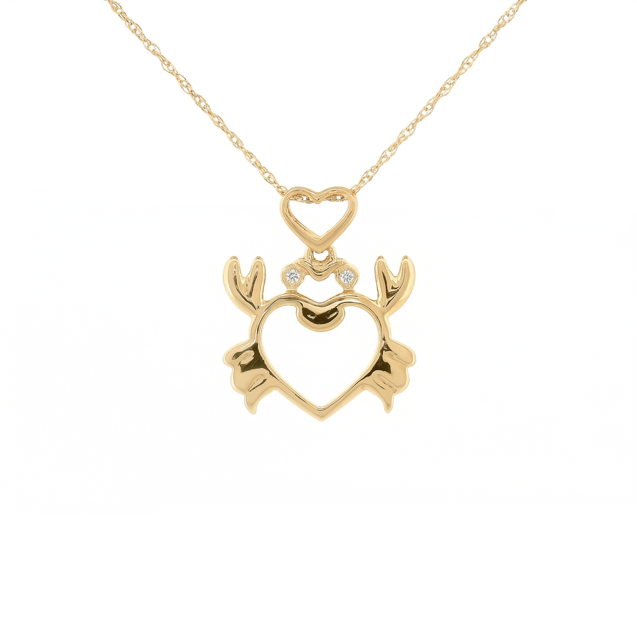 14k Gold Diamond Crab Heart Necklace