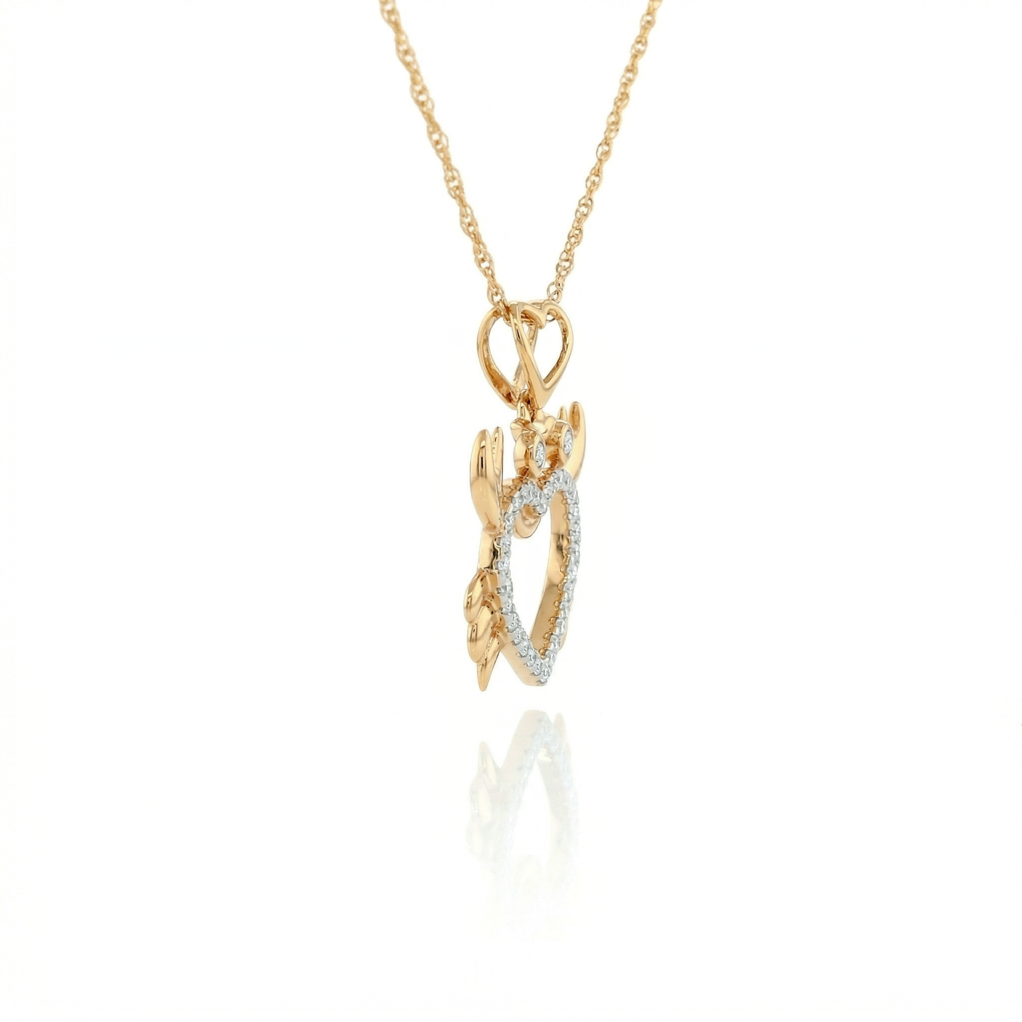 14k Gold Diamond Crab Heart Necklace