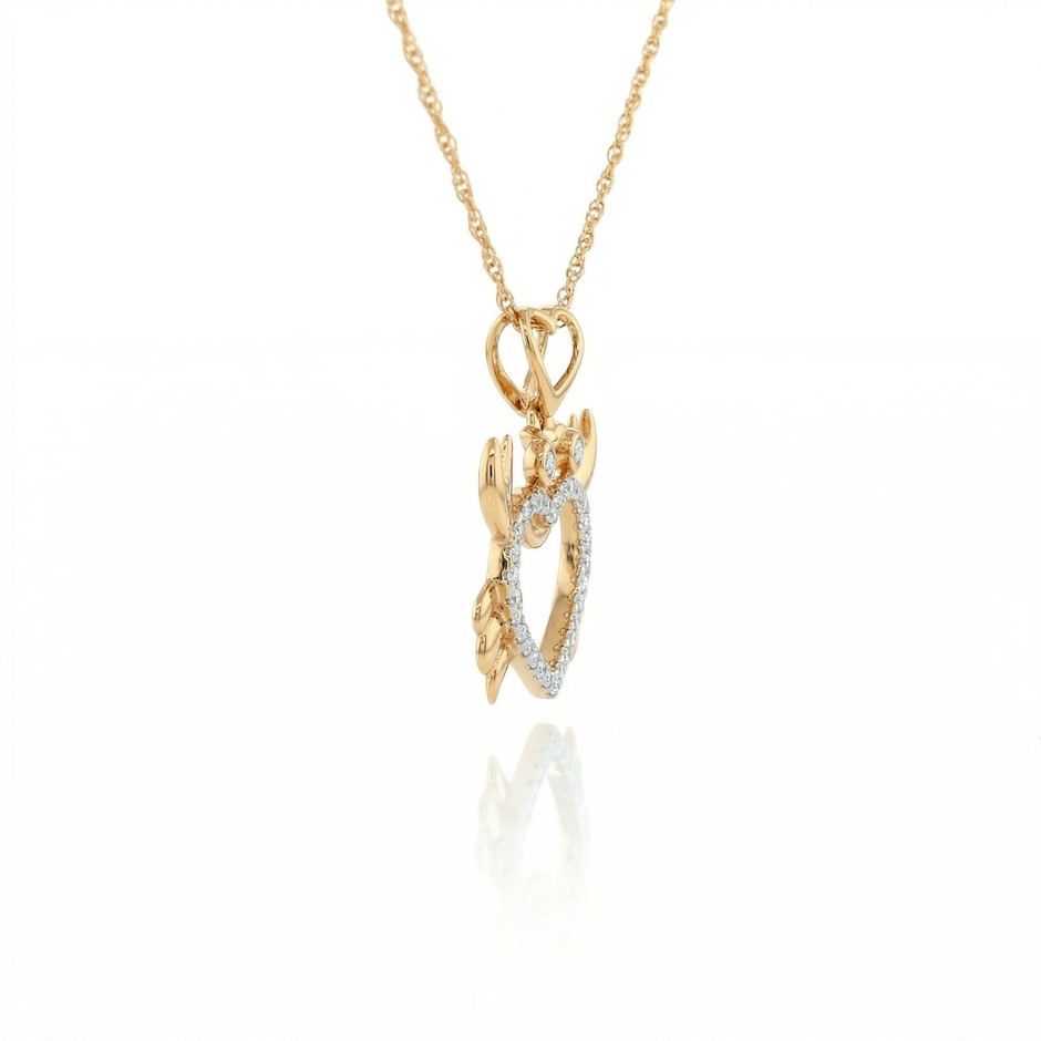 14k Gold Diamond Crab Heart Necklace