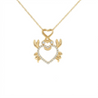 14k Gold Diamond Crab Heart Necklace