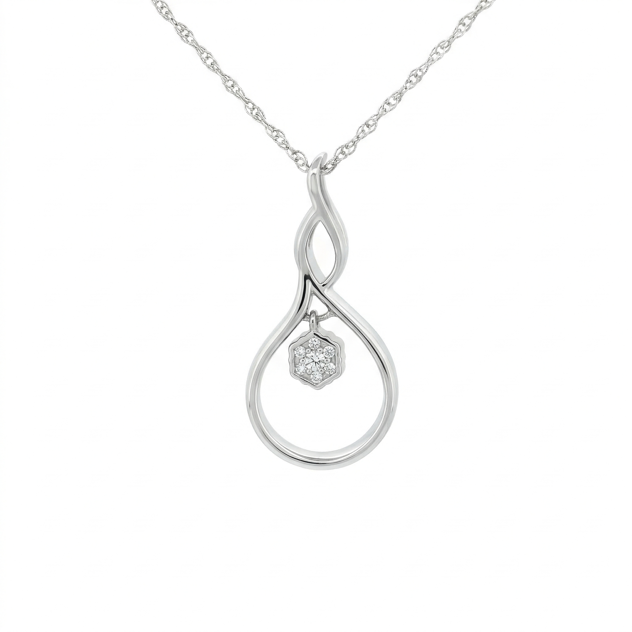 14k Gold Diamond Floating Cluster Necklace