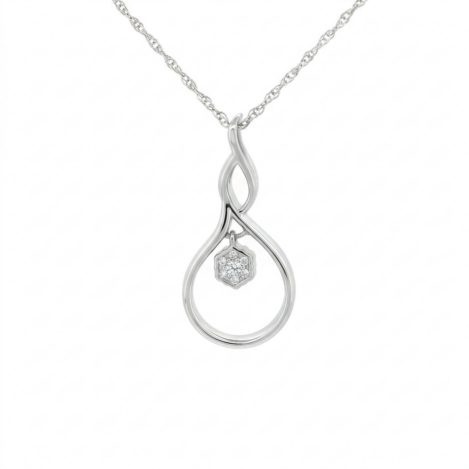 14k Gold Diamond Floating Cluster Necklace