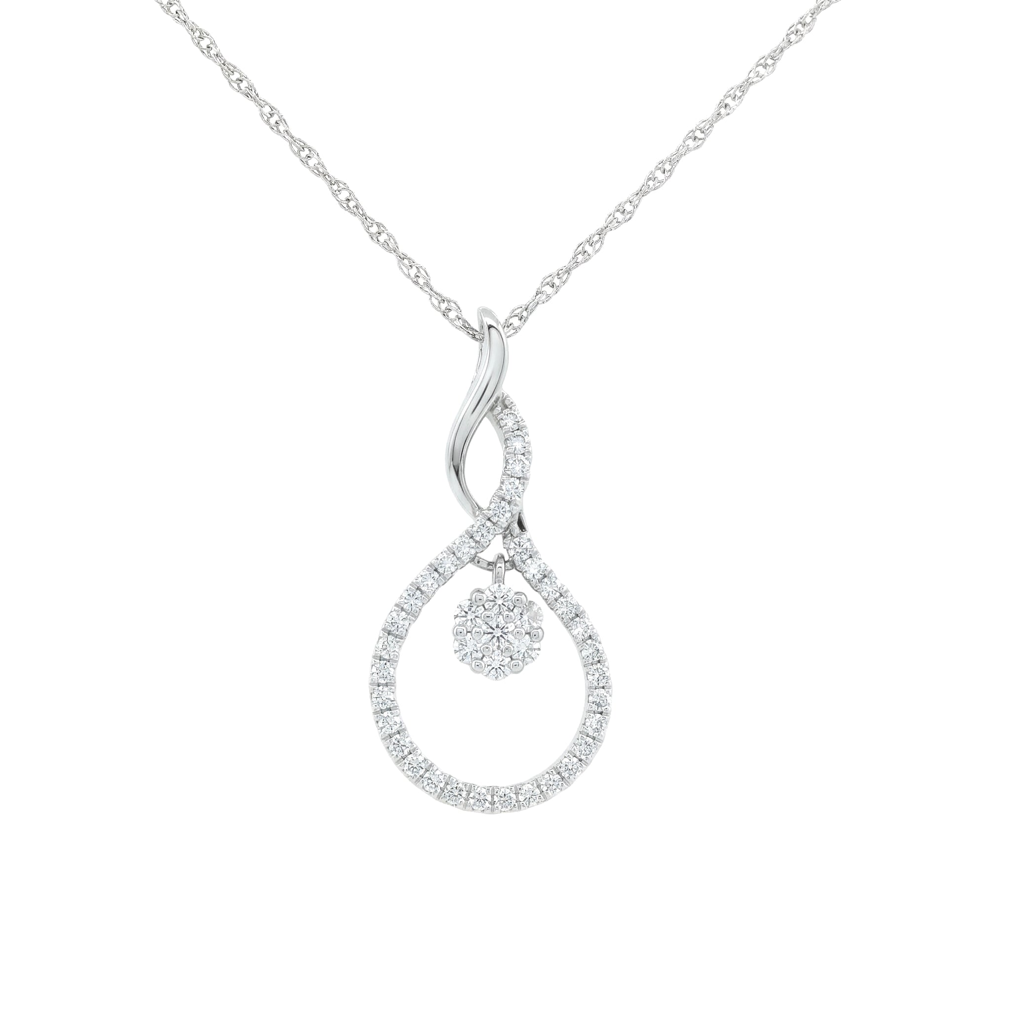 14k Gold Diamond Floating Cluster Necklace