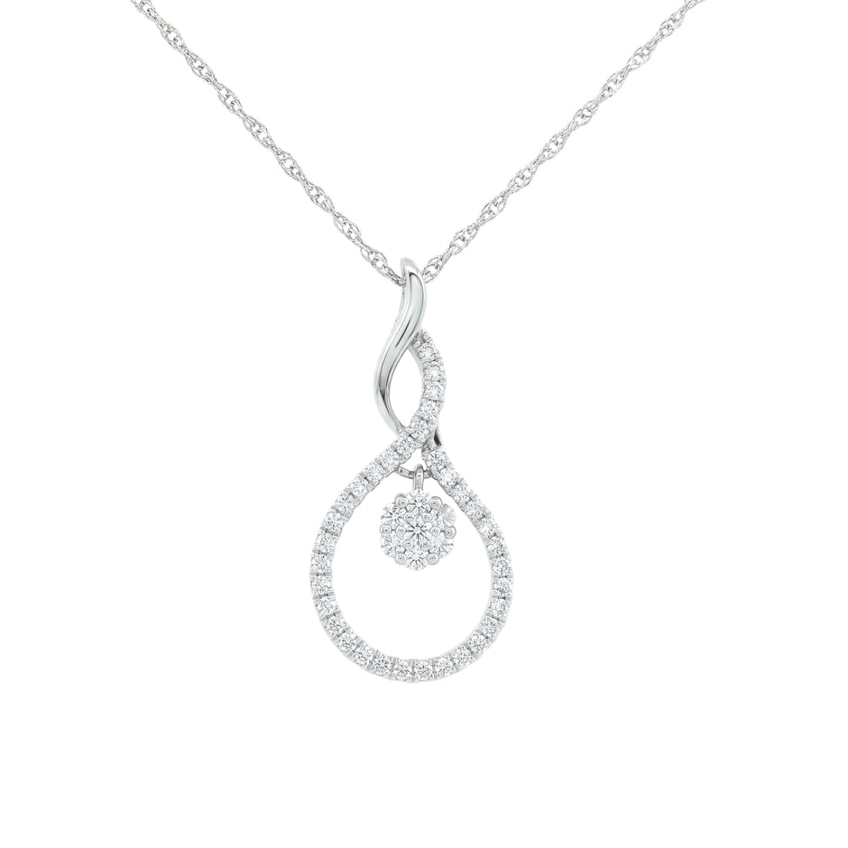 14k Gold Diamond Floating Cluster Necklace