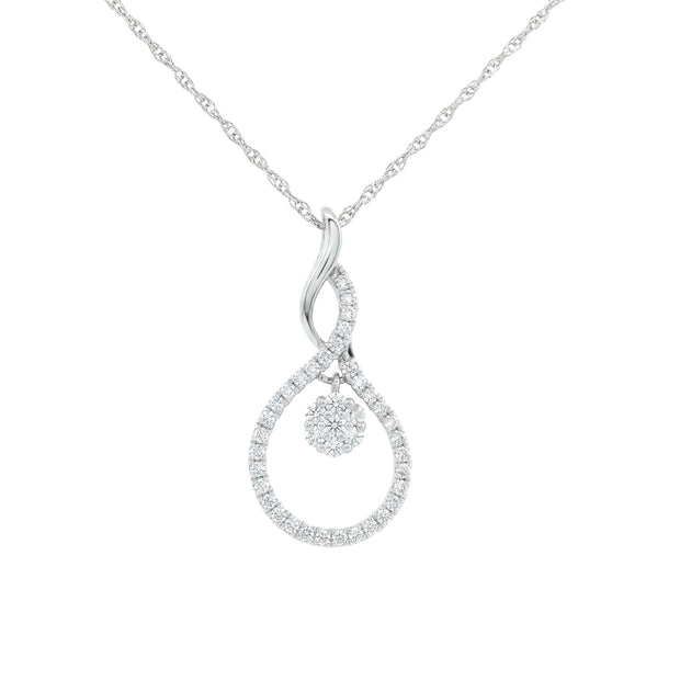 14k Gold Diamond Floating Cluster Necklace