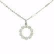 14k White Gold Circle Halo Diamond Charm Necklace