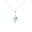 14k White Gold Charm Necklace, Cluster Flower with Rhombus Design