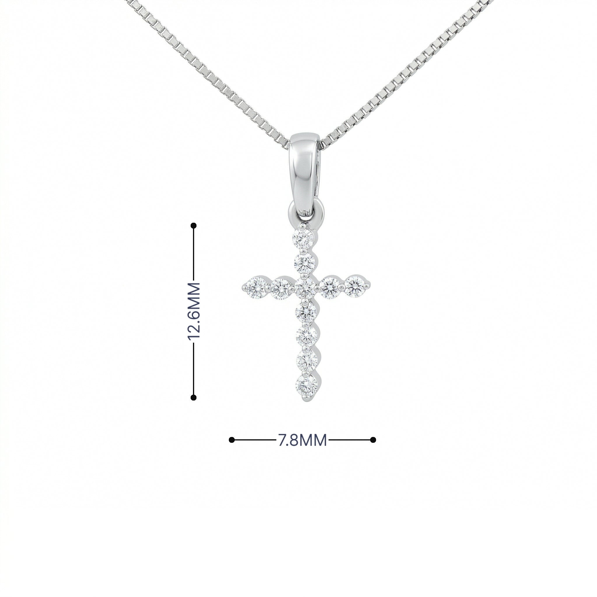14K Gold Diamond Cross Pendant Necklace | .12 Ctw Natural White Diamonds