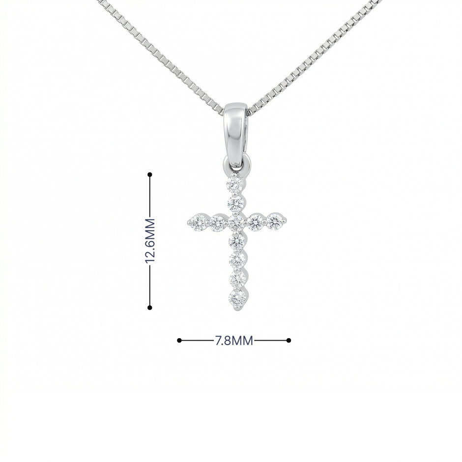 14K Gold Diamond Cross Pendant Necklace | .12 Ctw Natural White Diamonds