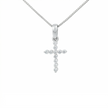 14K Gold Diamond Cross Pendant Necklace | .12 Ctw Natural White Diamonds