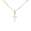 14K Gold Diamond Cross Pendant Necklace | .12 Ctw Natural White Diamonds