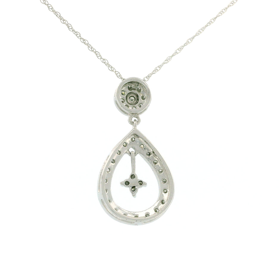 10k White Gold Round and Teardrop Charm Necklace with Dangling Star